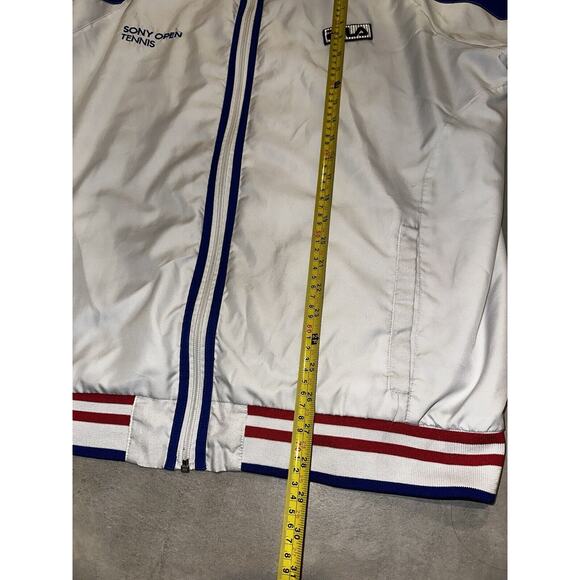 Vintage FILA Track Jacket Mens XL White Sony Open Tennis White Neon Green 90's - Picture 12 of 12